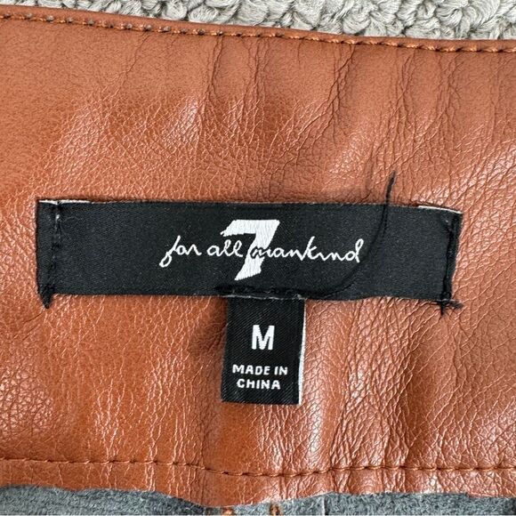 7 For All Mankind Crossover Waist Faux Leather Crop Pants Chestnut Brown Medium - Picture 7 of 11
